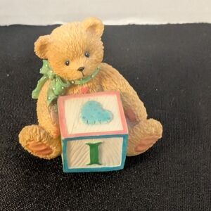 Letter "I" Cherished Teddies block Collectible Figure 1995 Enesco